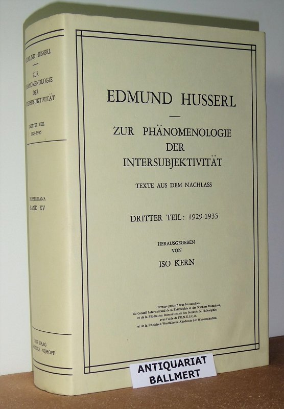 Zur Phänomenologie der Intersubjektivität.“ (Husserl, Edmund 